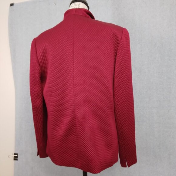 Talbots | Silk Wool Blend Blazer Jacket Cranberry Red | Size 12 - Picture 6 of 9